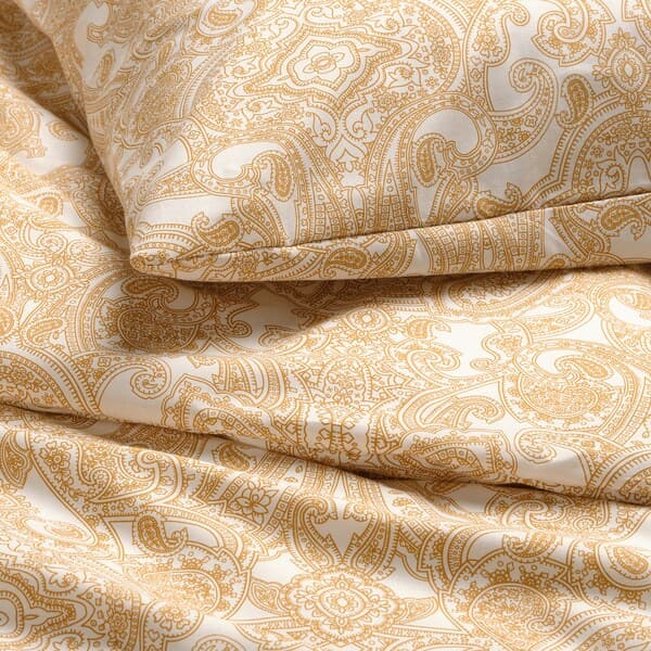 JÄTTEVALLMO - Duvet cover and pillowcase, yellow/white, 150x200/50x80 cm - best price from Maltashopper.com 20546981