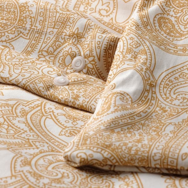 JÄTTEVALLMO - Duvet cover and pillowcase, yellow/white, 150x200/50x80 cm - best price from Maltashopper.com 20546981