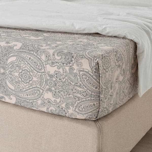 JÄTTEVALLMO Bed sheet - beige/dark grey 150x260 cm - best price from Maltashopper.com 20501497
