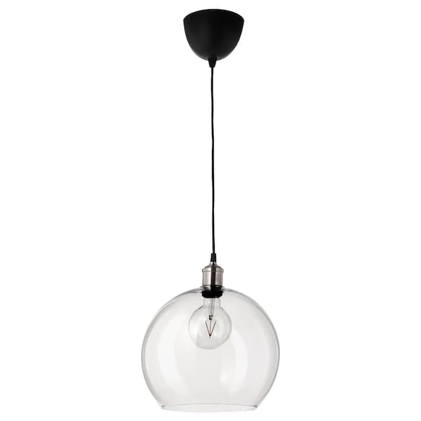 Ikea JAKOBSBYN / JÄLLBY - Pendant lamp, clear glass/nickel-plated
