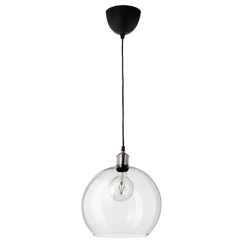 JAKOBSBYN / JÄLLBY - Pendant lamp, clear glass/nickel-plated