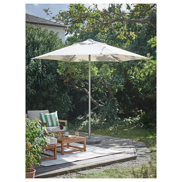 JOGGESÖ - Parasol with base, light grey-beige/Huvön grey, 300 cm - best price from Maltashopper.com 39495694