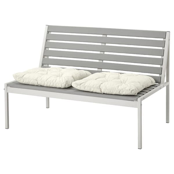 JOLPEN - 2-seater outdoor sofa, white/grey/Kuddarna beige , - best price from Maltashopper.com 19495063