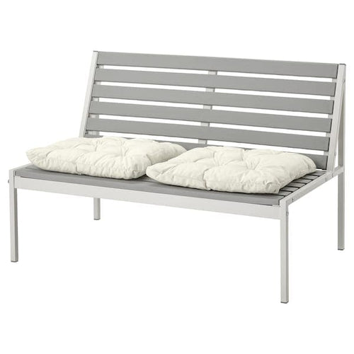 JOLPEN - 2-seater outdoor sofa, white/grey/Kuddarna beige ,