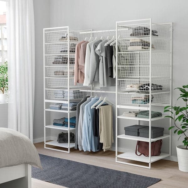 JONAXEL - Wardrobe combination, white, 142-178x51x173 cm - best price from Maltashopper.com 79305102