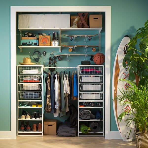 JONAXEL - Wardrobe combination, white, 142-178x51x139 cm - best price from Maltashopper.com 59317554