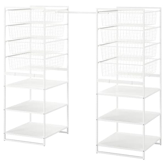 JONAXEL - Wardrobe combination, white, 142-178x51x139 cm - best price from Maltashopper.com 59317554