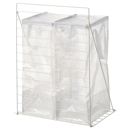 JOSTEIN - Bag with stand, white / transparent for indoor / outdoor,60x40x74 cm
