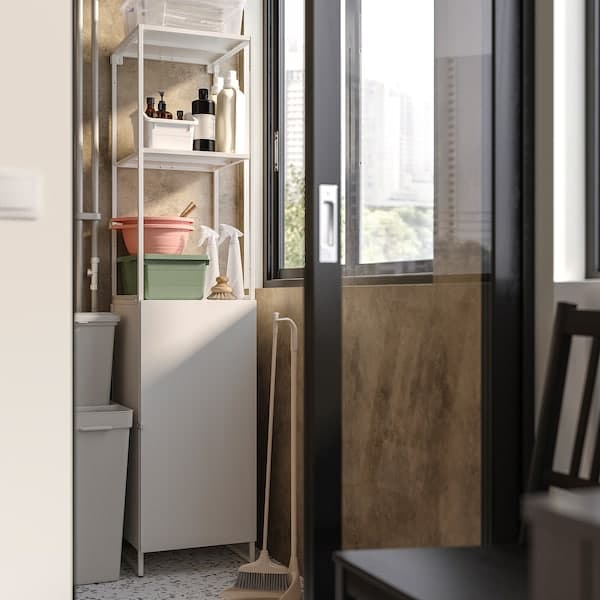 JOSTEIN - Shelf with door, indoor/outdoor/white, 41x44x180 cm - best price from Maltashopper.com 69437235