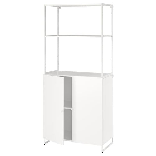 JOSTEIN - Shelving unit with doors, in / outdoor / white,81x44x180 cm