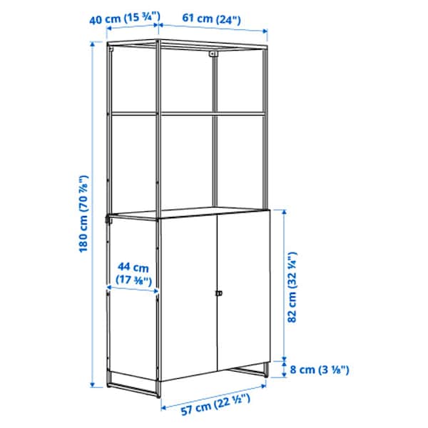 JOSTEIN - Shelving unit with doors, in / outdoor / white,61x44x180 cm , - best price from Maltashopper.com 09437238