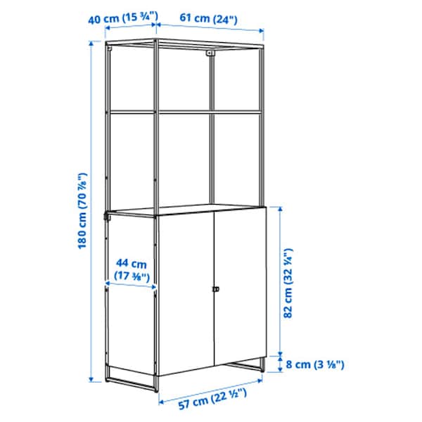 Ikea JOSTEIN - Shelving unit with doors, in / outdoor / white,61x44x180 cm ,