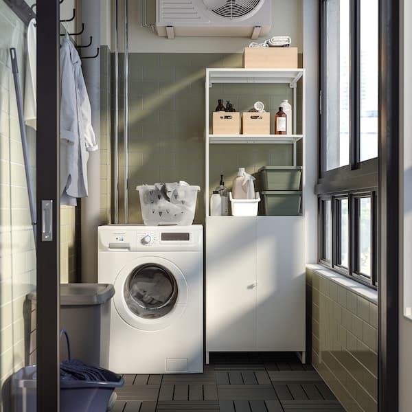 Ikea JOSTEIN - Shelving unit with doors, in / outdoor / white,61x44x180 cm ,
