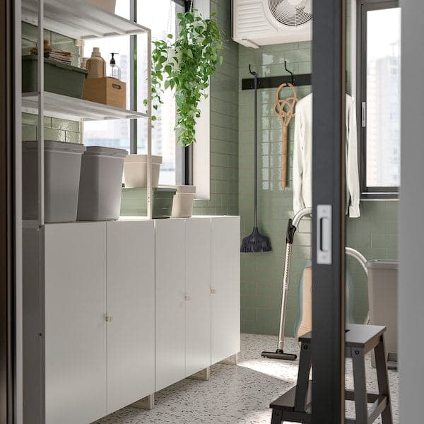 Ikea JOSTEIN - Shelf with doors, indoor/outdoor/white, 182x44x180 cm