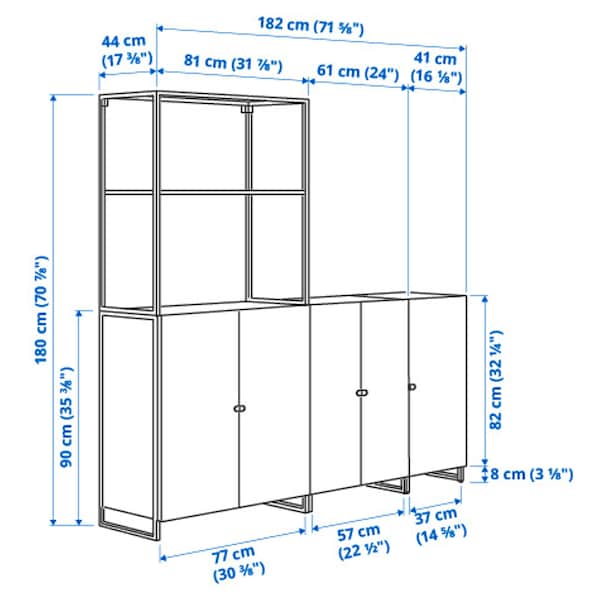 Ikea JOSTEIN - Shelf with doors, indoor/outdoor/white, 182x44x180 cm