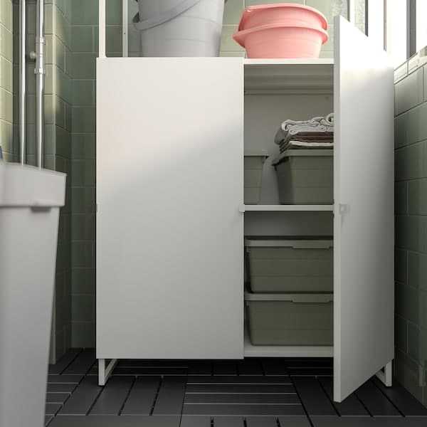 Ikea JOSTEIN - Shelf with doors, indoor/outdoor/white, 182x44x180 cm