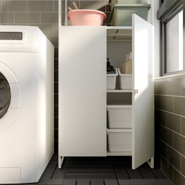 Ikea JOSTEIN - Shelving unit with doors, in / outdoor / white,61x44x180 cm ,