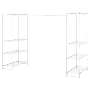 JOSTEIN - Shelving unit with clothes rail, indoor / outdoor / white metal wire,81x166/270x180 cm - best price from Maltashopper.com 29437280