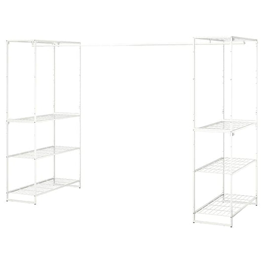 JOSTEIN - Shelving unit with clothes rail, indoor / outdoor / white metal wire,81x166/270x180 cm - best price from Maltashopper.com 29437280