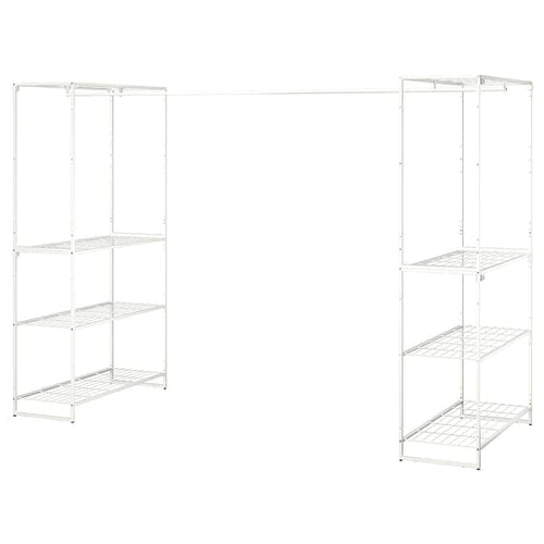JOSTEIN - Shelving unit with clothes rail, indoor / outdoor / white metal wire,81x166/270x180 cm