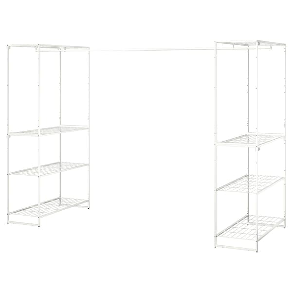 JOSTEIN - Shelving unit with clothes rail, indoor / outdoor / white metal wire,81x166/270x180 cm