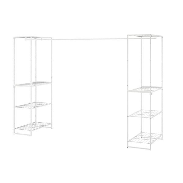 JOSTEIN - Shelving unit with clothes rail, indoor / outdoor / white metal wire,61x166/270x180 cm - best price from Maltashopper.com 89437277