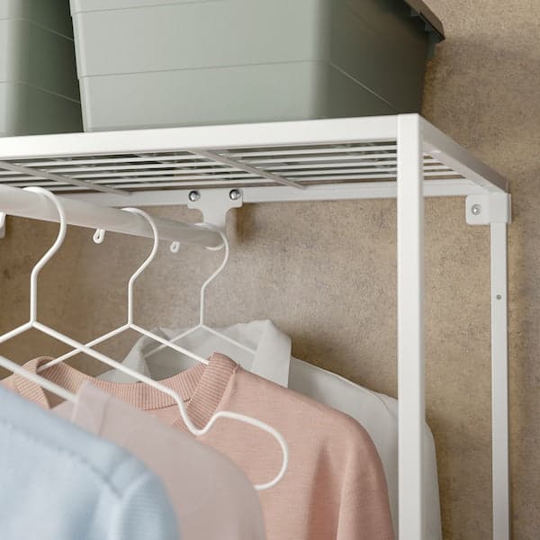 Ikea JOSTEIN - Shelving unit with clothes rail, indoor / outdoor / white metal wire,61x166/270x180 cm