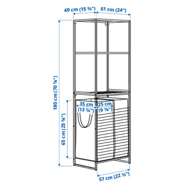 Ikea JOSTEIN - Shelf with bags, for indoor / outdoor metal wire / transparent white,61x40/76x180 cm
