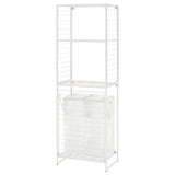 JOSTEIN shelving unit with bags+grid, in/outdoor wire/transparent white, 62x40/76x180 cm