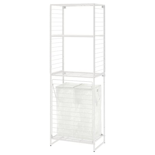 JOSTEIN - Shelf with bags / grid, indoor / outdoor metal wire / transparent white,62x40/76x180 cm