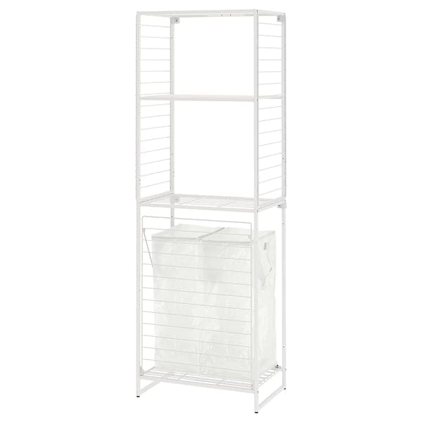 JOSTEIN - Shelf with bags / grid, indoor / outdoor metal wire / transparent white,62x40/76x180 cm