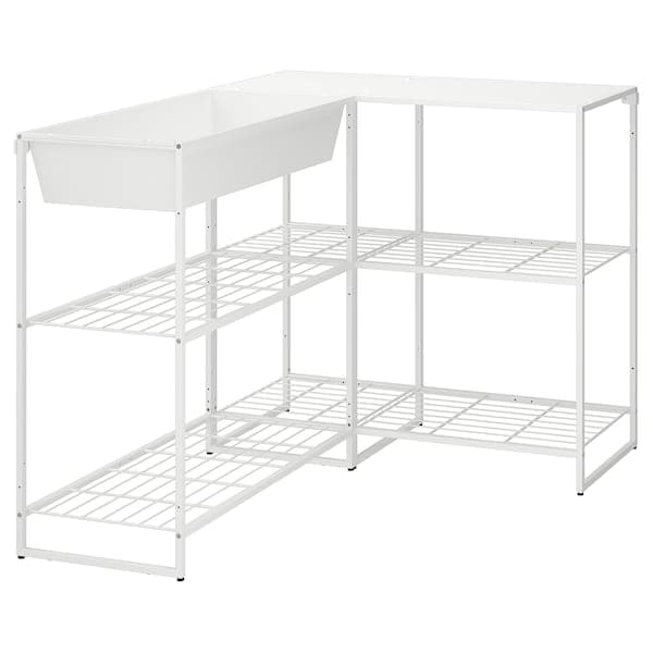 JOSTEIN - Shelving unit with storage, in / outdoor / white, 122x102x90 cm