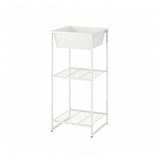 JOSTEIN shelving unit with container, in/outdoor/wire white, 41x40x90 cm