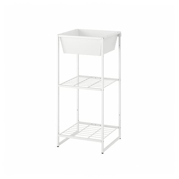 JOSTEIN - Shelving unit with storage, in / outdoor / white metal wire, 41x40x90 cm