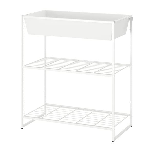 JOSTEIN - Shelving unit with storage, in / outdoor / white metal wire,81x40x90 cm