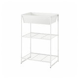 JOSTEIN shelving unit with container, in/outdoor/wire white, 61x40x90 cm