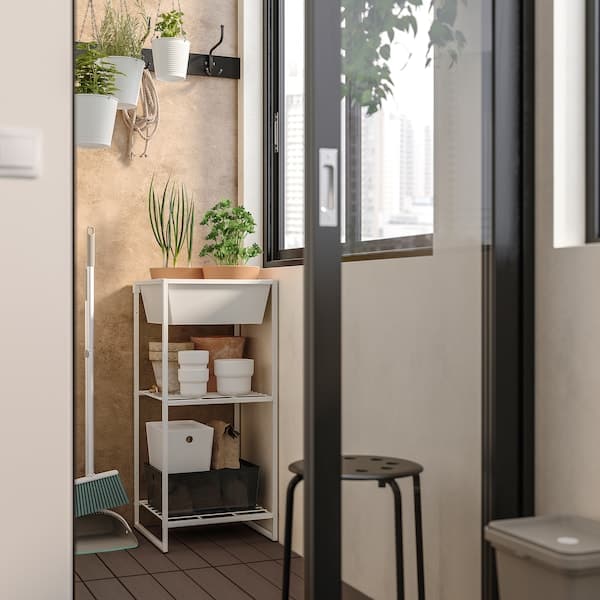 Ikea JOSTEIN - Shelving unit with storage, in / outdoor / white metal wire, 41x40x90 cm