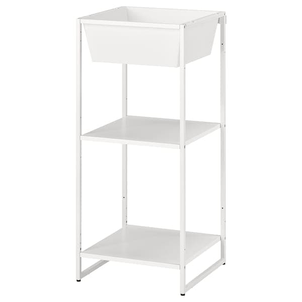 JOSTEIN - Shelf with storage, indoor/outdoor/white metal, 41x40x90 cm - best price from Maltashopper.com 49437175