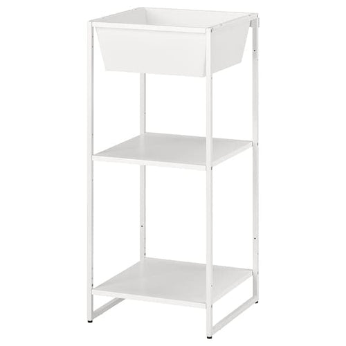 JOSTEIN - Shelf with storage, indoor/outdoor/white metal, 41x40x90 cm