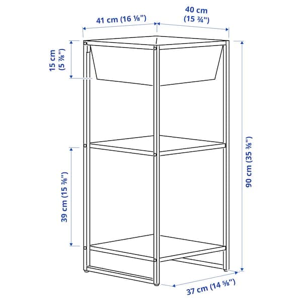 Ikea JOSTEIN - Shelf with storage, indoor/outdoor/white metal, 41x40x90 cm