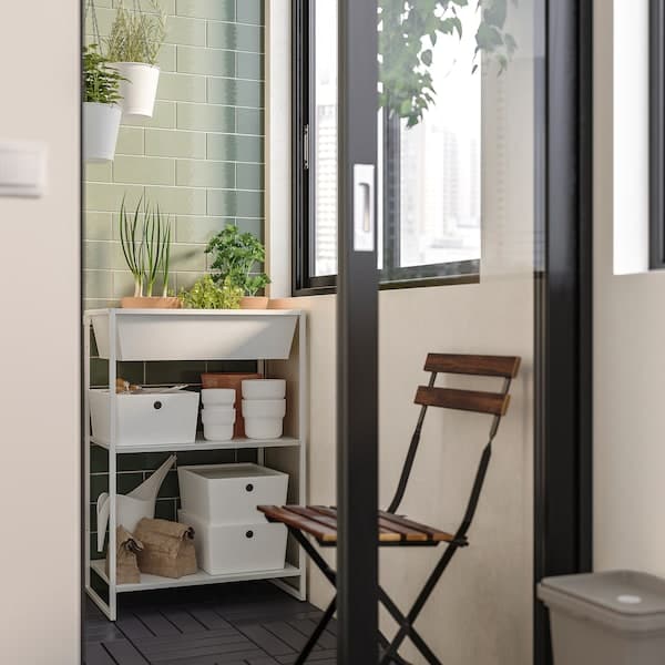 Ikea JOSTEIN - Shelving unit with storage, in / outdoor / white metal,61x40x90 cm