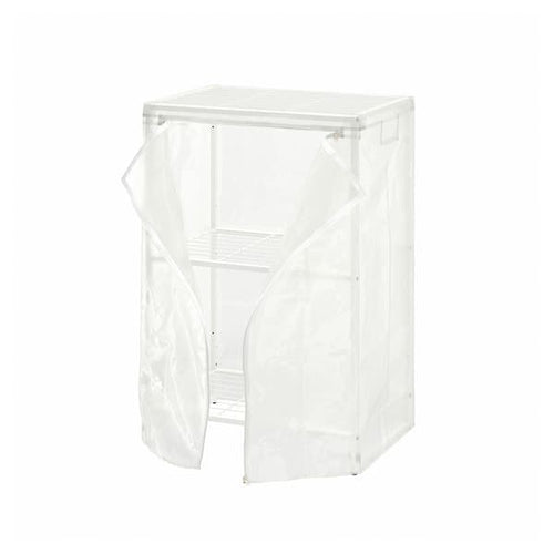JOSTEIN - Shelving unit with cover, in / out metal wire / transparent white, 61x41x90 cm