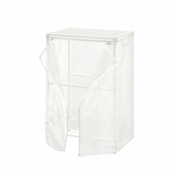 JOSTEIN - Shelving unit with cover, in / out metal wire / transparent white, 61x41x90 cm