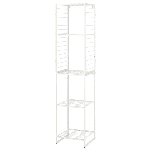 JOSTEIN - Shelving unit with grid, in / outdoor / white metal wire,42x40x180 cm