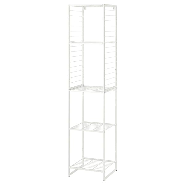 JOSTEIN - Shelving unit with grid, in / outdoor / white metal wire,42x40x180 cm