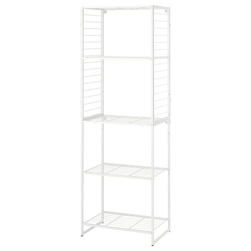 JOSTEIN - Shelving unit with grid, in / outdoor / white metal wire,62x40x180 cm