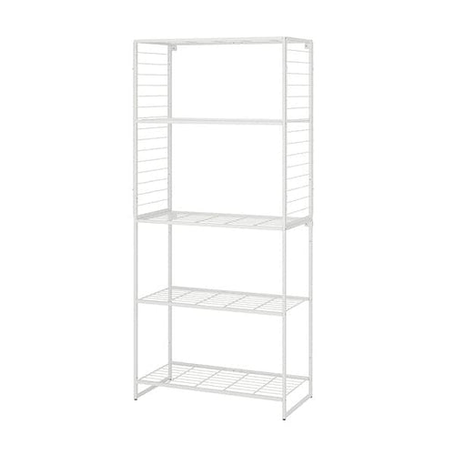 JOSTEIN - Shelving unit with grid, in / outdoor / white metal wire,82x40x180 cm
