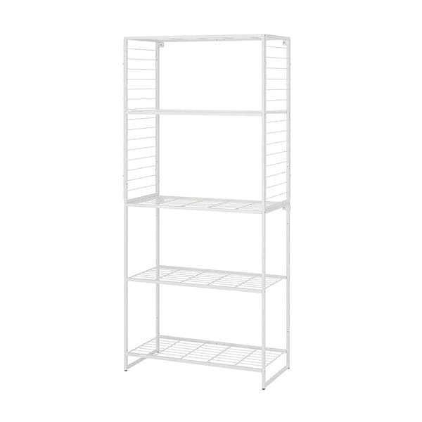 JOSTEIN - Shelving unit with grid, in / outdoor / white metal wire,82x40x180 cm