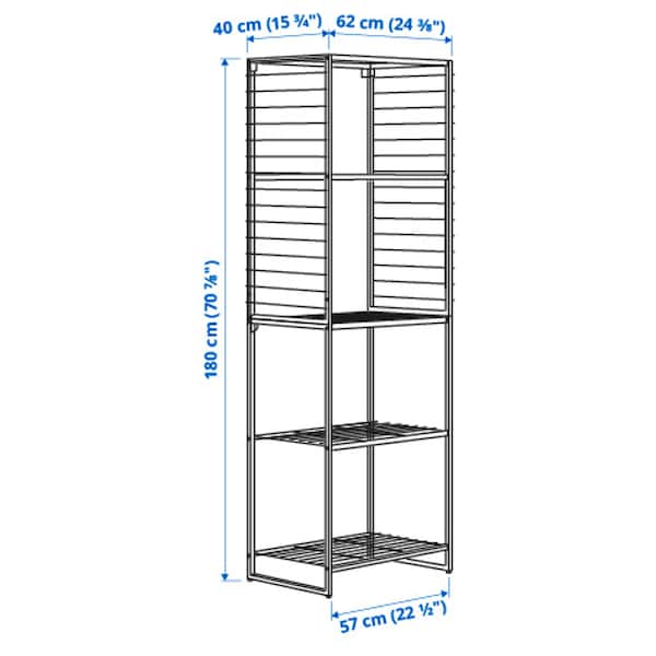 Ikea JOSTEIN - Shelving unit with grid, in / outdoor / white metal wire,62x40x180 cm