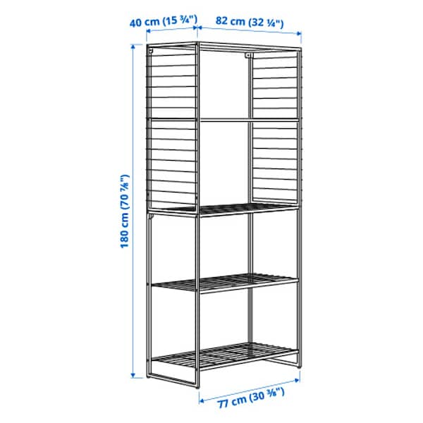 JOSTEIN - Shelving unit with grid, in / outdoor / white metal wire,82x40x180 cm - best price from Maltashopper.com 89437258